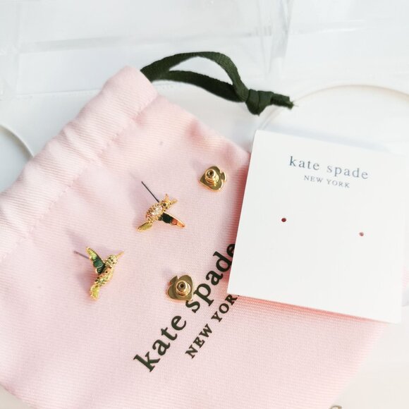 Kate Spade Dazzling Daisy Hummingbird Stud Earrings 🎀 Gold Multicolor - Picture 3 of 3